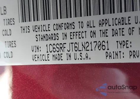 2020 Ram 1500 Laramie 4X4 5'7 Box z USA, uszkodzony, nr VIN 1C6SRFJT6LN217061